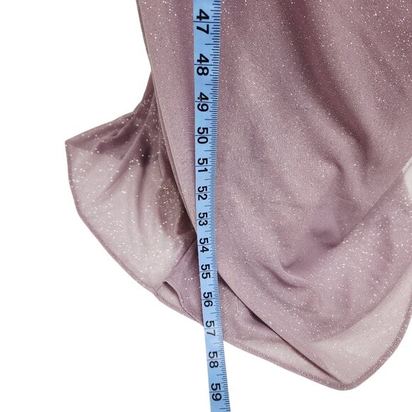 Alex Evenings Mauve Patty Dress Sparkle Draped Gown Cold-Shoulder Size 16 Wear - Picture 9 of 11